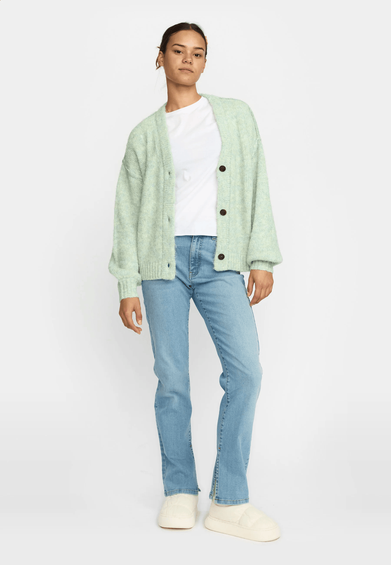 KNITTED MOHAIR CARDIGAN - MINT