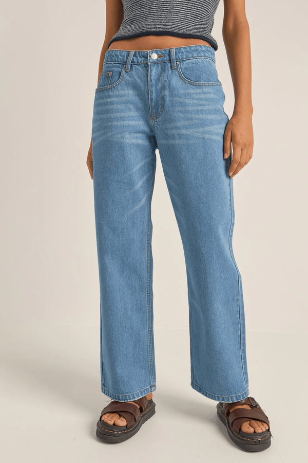 WASHED OUT DENIM PANT - BLUE