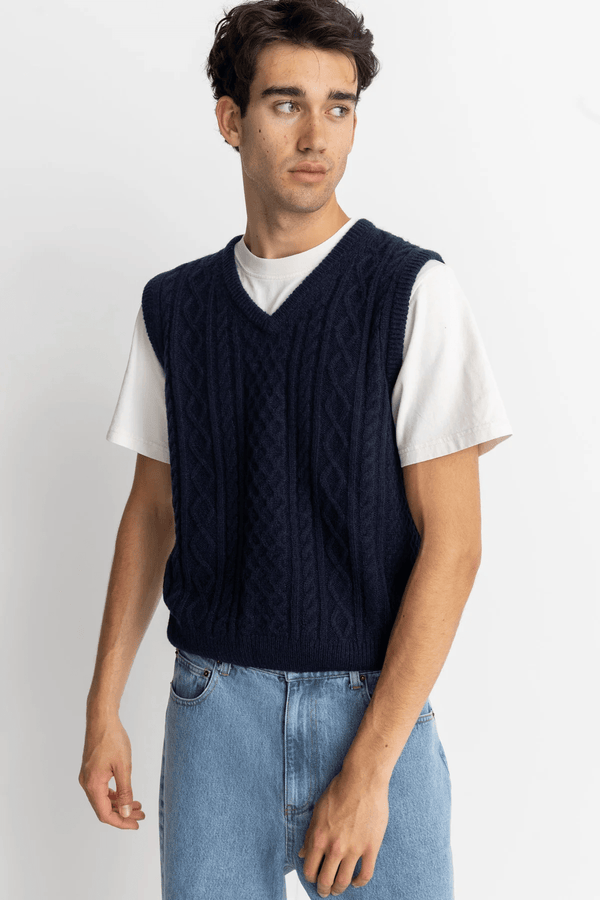 MOHAIR KNIT VEST - NAVY 24FW