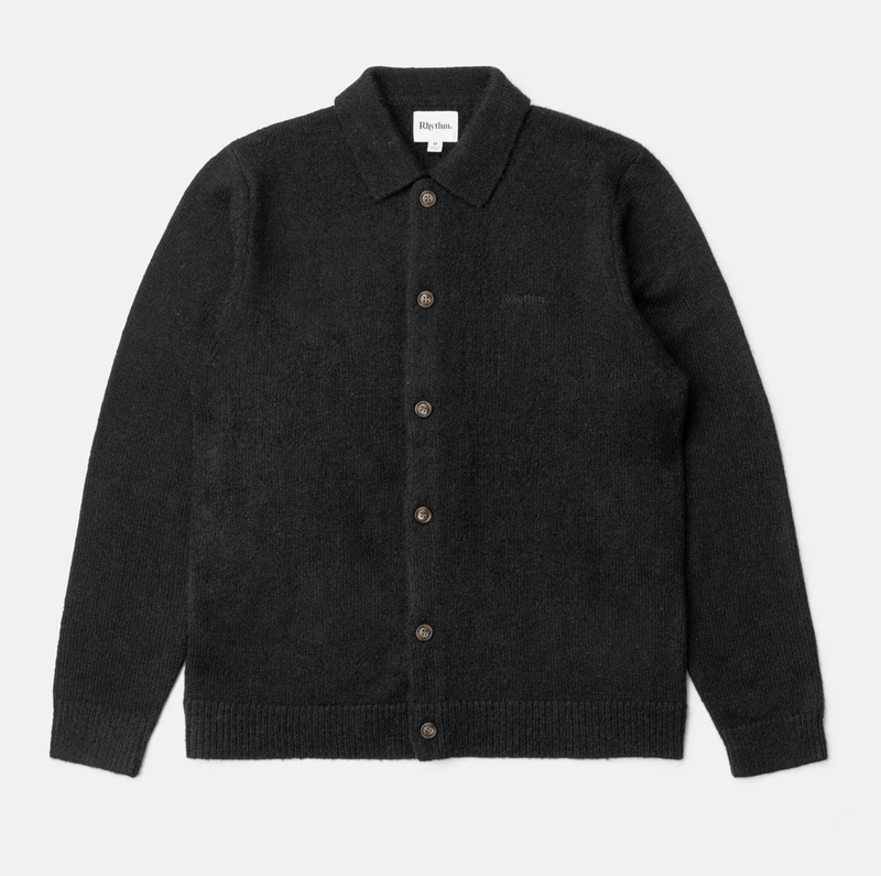 MOHAIR BUTTON UP KNIT - BLACK