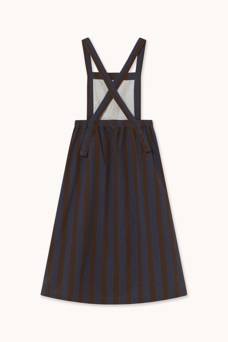 FLOWER MOTIF BRACES LONG SKIRT - DARK BROWN