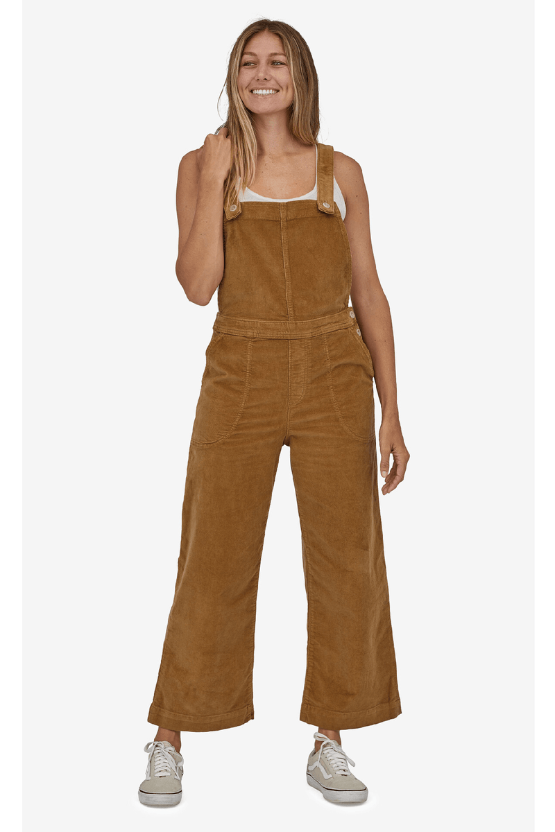 W's Stand Up Cropped Corduroy Overalls - Nest Brown