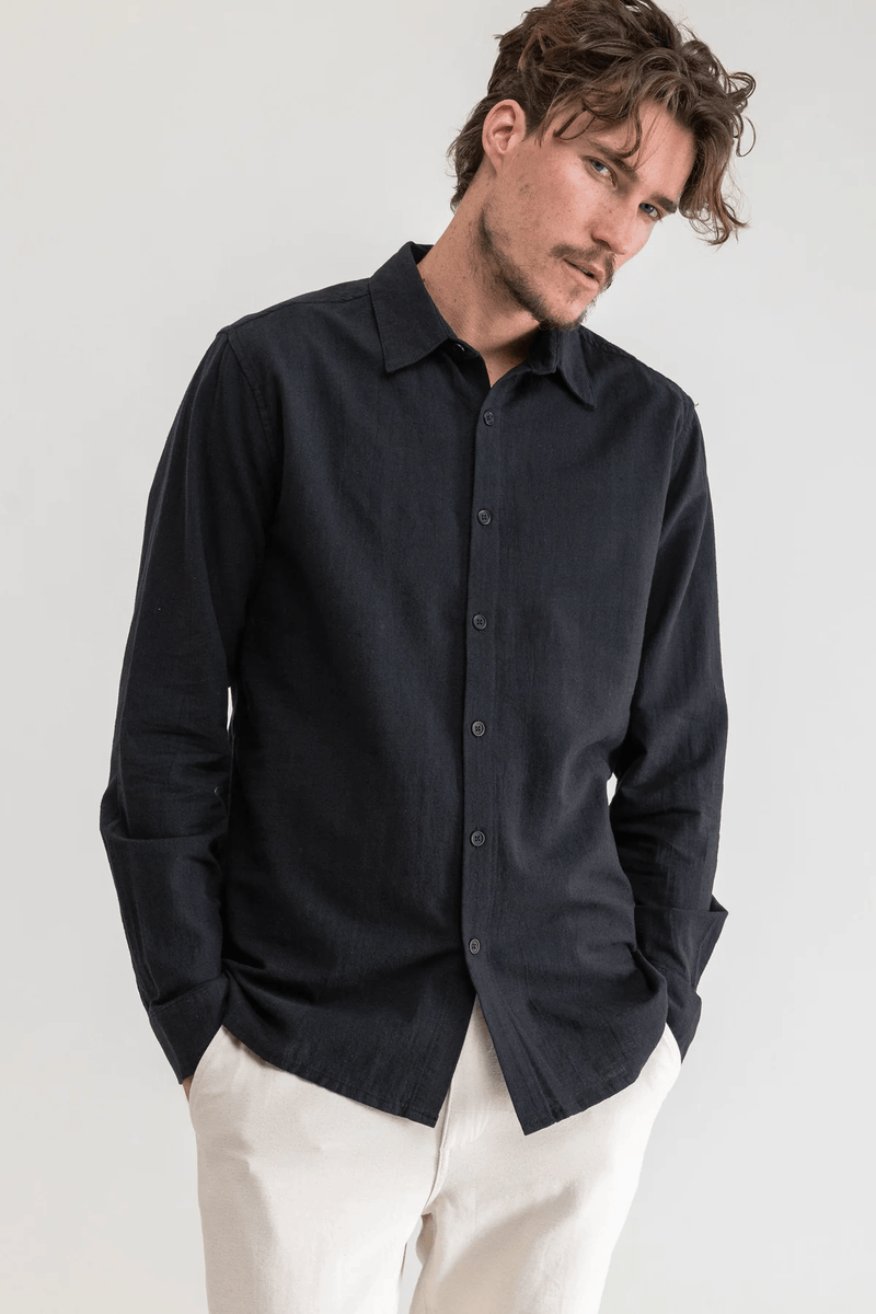 CLASSIC LINEN LS SHIRT - VINTAGE BLACK 24FW