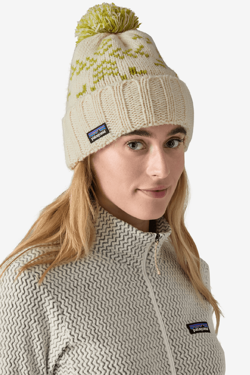 SNOWBELLE BEANIE - EVERGREEN FLAKES: BIRCH WHITE 24FW