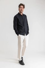 CLASSIC LINEN LS SHIRT - VINTAGE BLACK 24FW