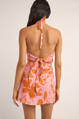 BORA BORA FLORAL HALTER MINI DRESS