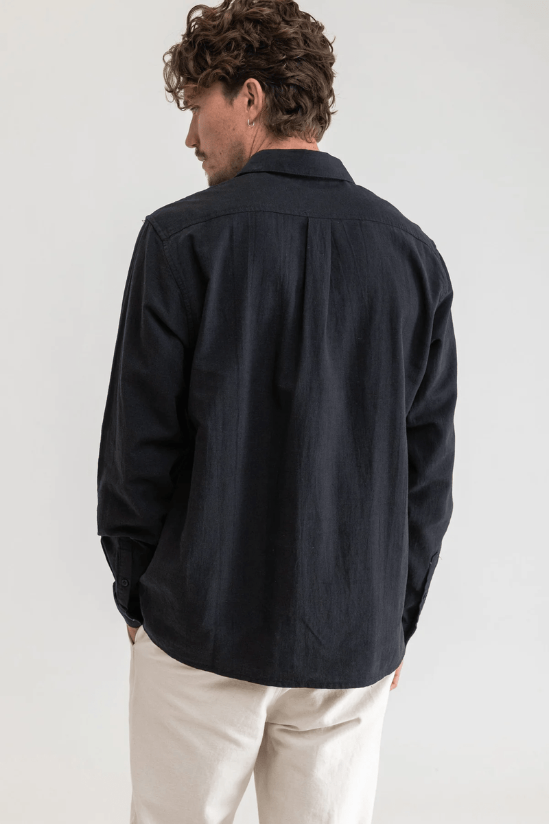 CLASSIC LINEN LS SHIRT - VINTAGE BLACK 24FW