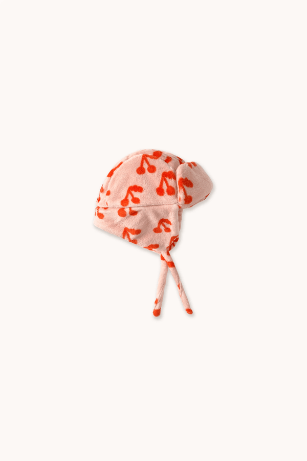 CHERRIES EARFLAP BEANIE - WILD ROSE