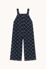 FLOWER GRID DENIM DUNGAREE - DARK BLUE DENIM