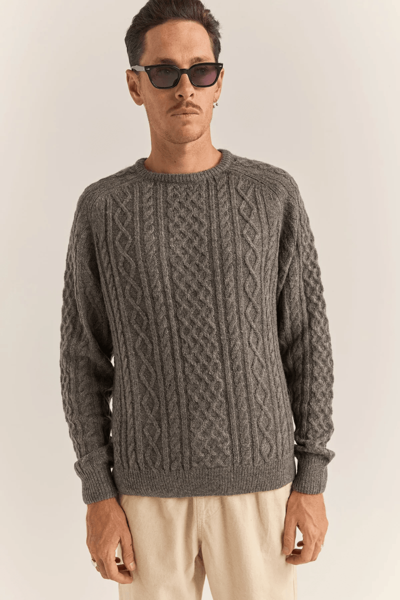 MOHAIR FISHERMANS KNIT - WASHED BLACK