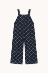 FLOWER GRID DENIM DUNGAREE - DARK BLUE DENIM