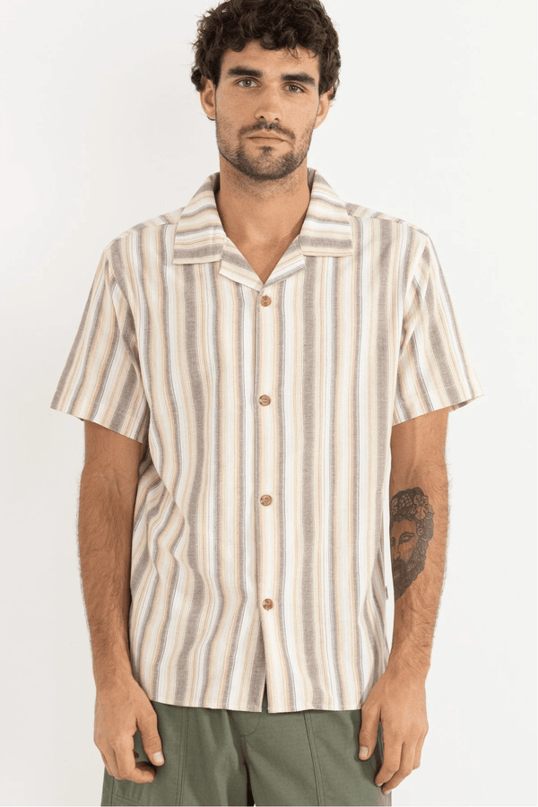 VACATION STRIPE SS SHIRT - TOBACCO