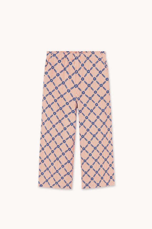 FLOWER GRID WOVEN PANT - LIGHT CREAM