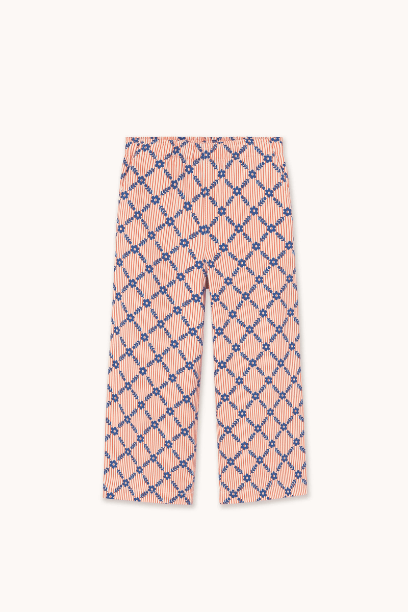 FLOWER GRID WOVEN PANT - LIGHT CREAM