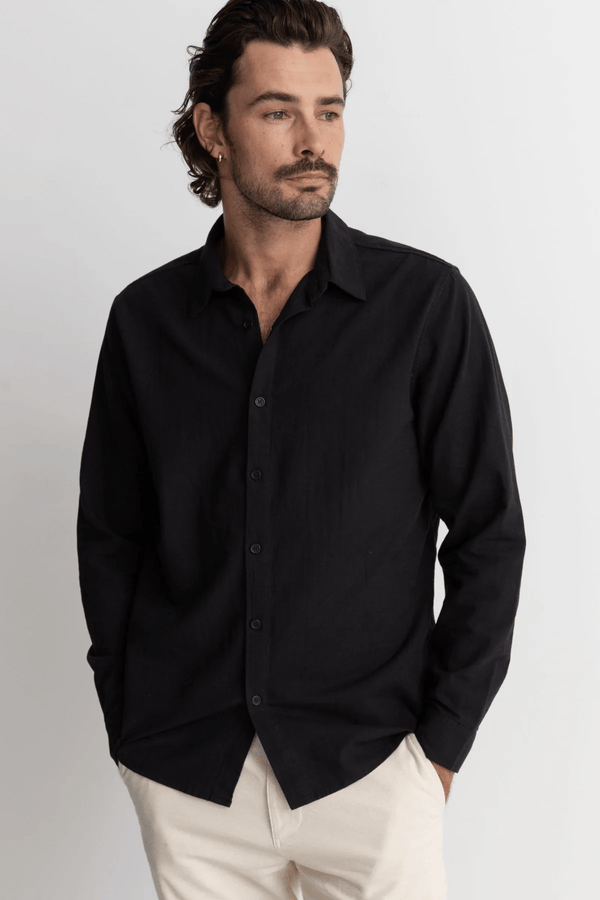 CLASSIC LINEN LS SHIRT - VINTAGE BLACK