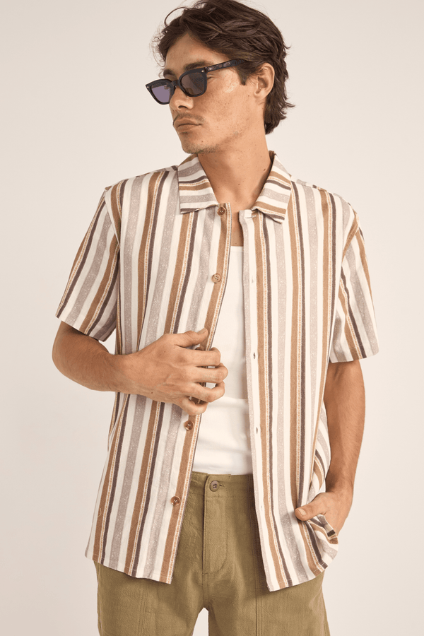 PAISLEY STRIPE SS SHIRT - CEDAR