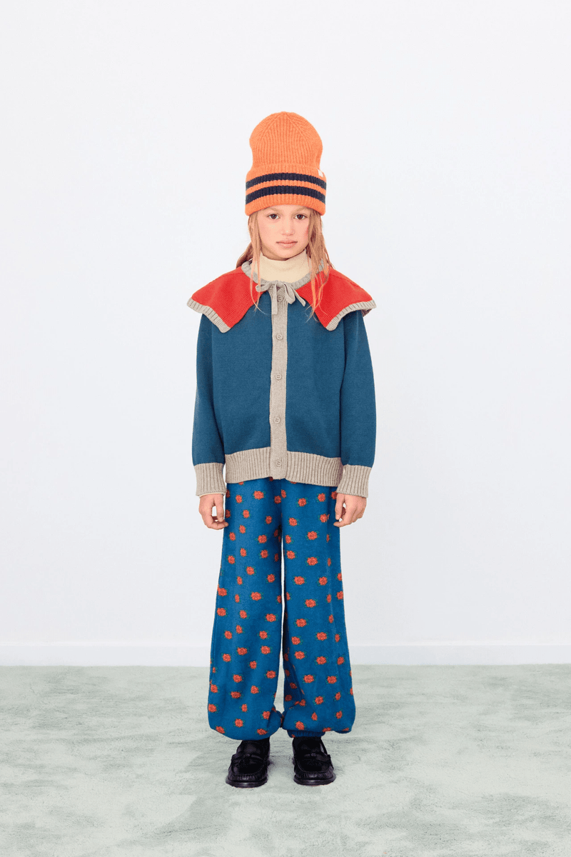 COLOR BLOCK CARDIGAN - LIGHT NAVY