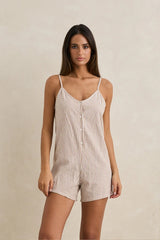 VALLEY STRIPE ADJUSTABLE ROMPER - TAN