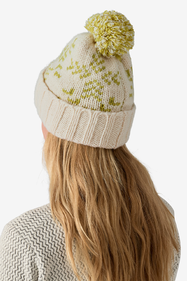 SNOWBELLE BEANIE - EVERGREEN FLAKES: BIRCH WHITE 24FW