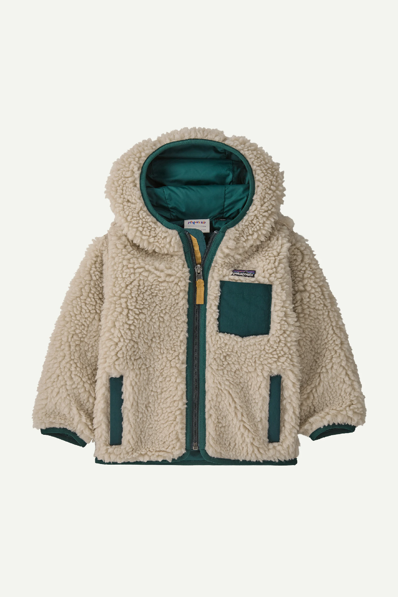 BABY RETRO-X HOODY - NATURAL W/ CASCADE GREEN