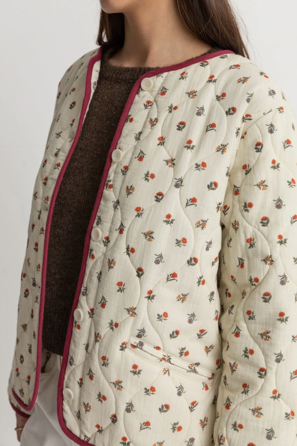 Harlow Floral Quilted Jacket - Natural