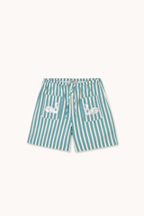 SWANS ELASTICATED SHORTS - OFFWHITE/DENIM BLUE