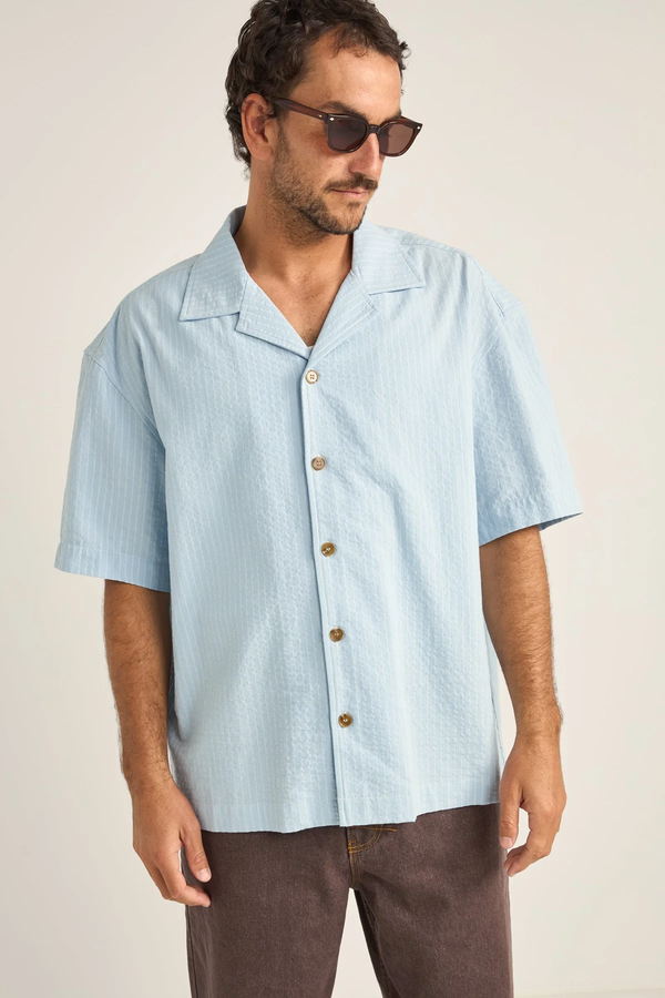 RELAXED CHECK SS SHIRT - BLUE