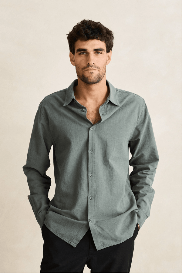 CLASSIC LINEN LS SHIRT - SILVER PINE