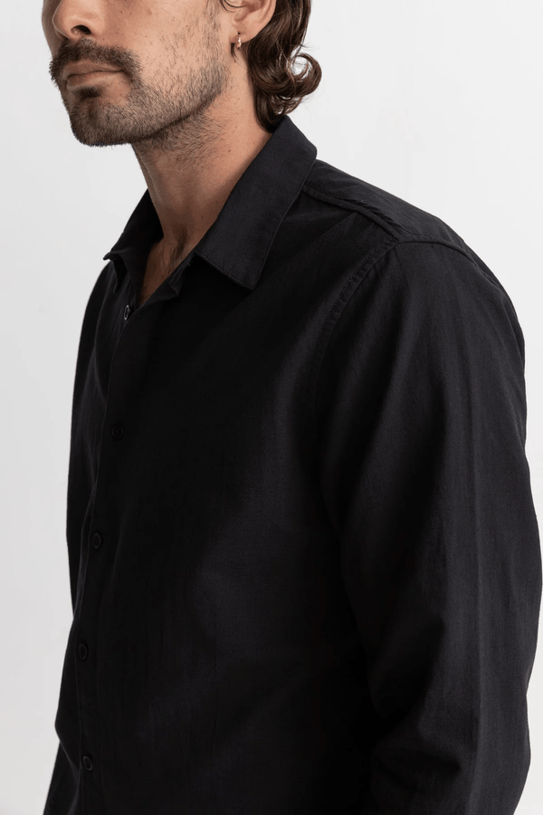 CLASSIC LINEN LS SHIRT - VINTAGE BLACK