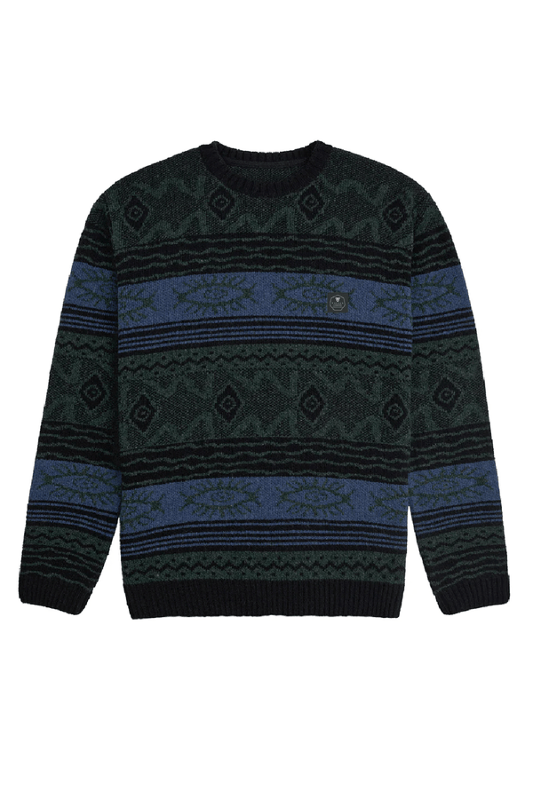 BLUR JACQUARD CREW SWEATER - BLACK 24FW