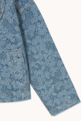 LACE DENIM JACKET - MEDIUM WASH DENIM