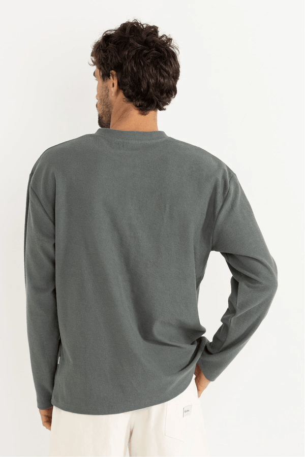 VINTAGE TERRY LS HENLEY - SILVER PINE