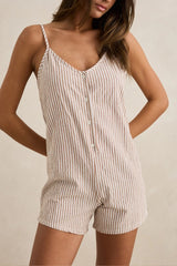 VALLEY STRIPE ADJUSTABLE ROMPER - TAN