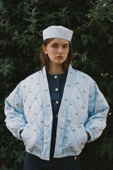 MINI FLOWERS STRIPED JACKET - WASHED BLUE