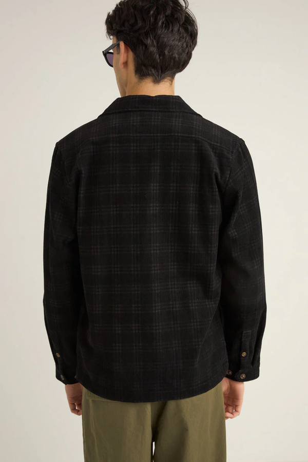 CORD CHECK OVERSHIRT - BLACK