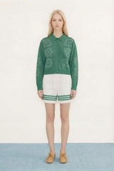 FLOWERS EMBROIDERED CARDIGAN - DARK EMERALD