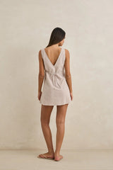 VALLEY STRIPE MINI DRESS - TAN