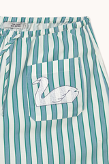 SWANS ELASTICATED SHORTS - OFFWHITE/DENIM BLUE