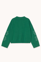 FLOWERS EMBROIDERED CARDIGAN - DARK EMERALD