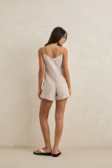 VALLEY STRIPE ADJUSTABLE ROMPER - TAN