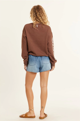 LUCIA LS FLEECE CREW - ESPRESSO BROWN