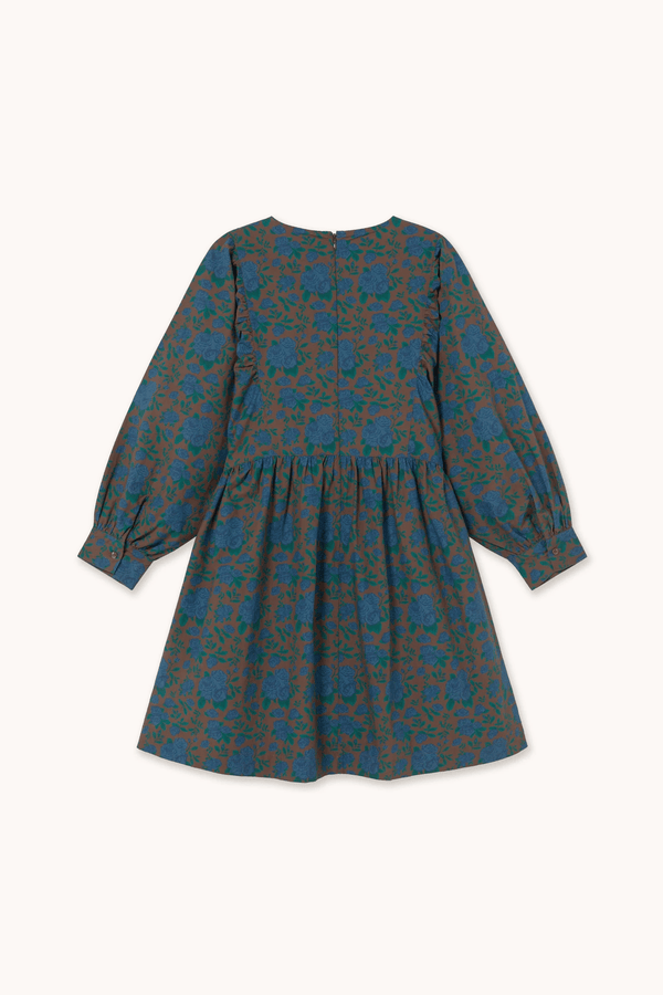 ROSES VOLUMINOUS SLEEVE MINI DRESS - DARK BROWN