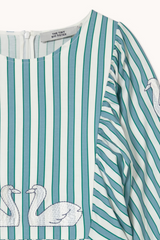 SWANS DRESS - OFFWHITE/DENIM BLUE