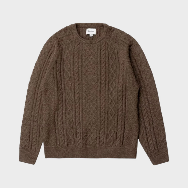 MOHAIR FISHERMANS KNIT - CHOCOLATE