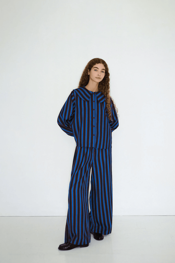 STRIPED TROUSERS - NAVY