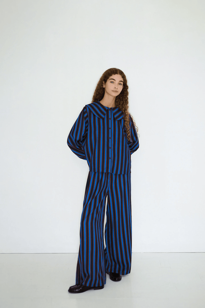 STRIPED TROUSERS - NAVY
