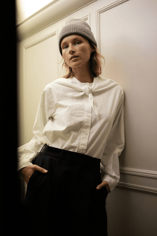 SCARF NECK BLOUSE - OFFWHITE