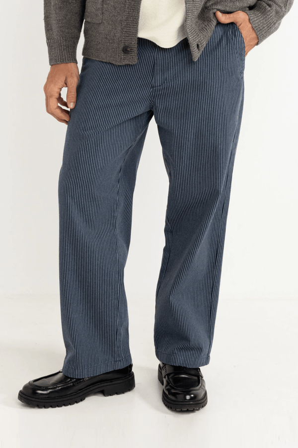 HICKORY STRIPE WORK PANT - NAVY