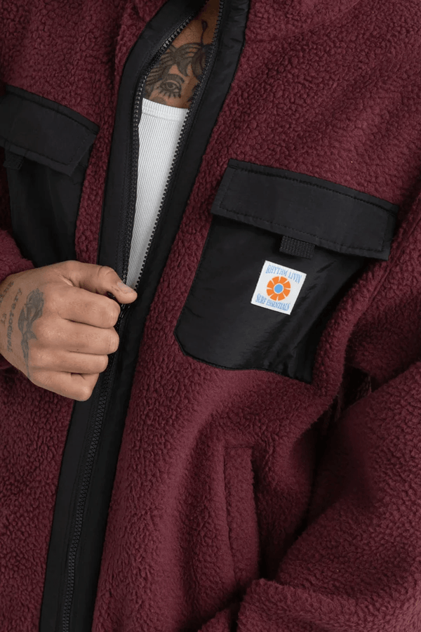 SHERPA ZIP THRU FLEECE - OXBLOOD