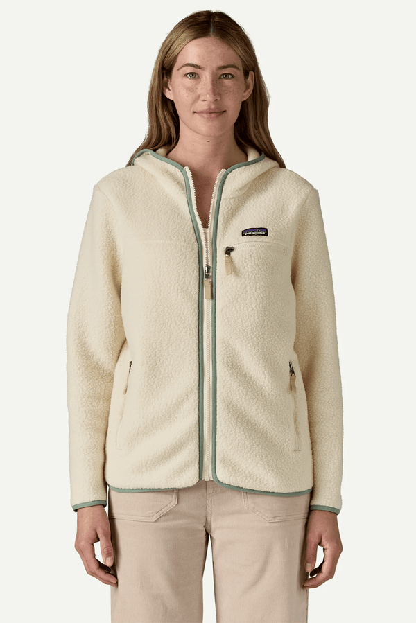 W'S RETRO PILE HOODY - NATURAL W/ ELLWOOD GREEN